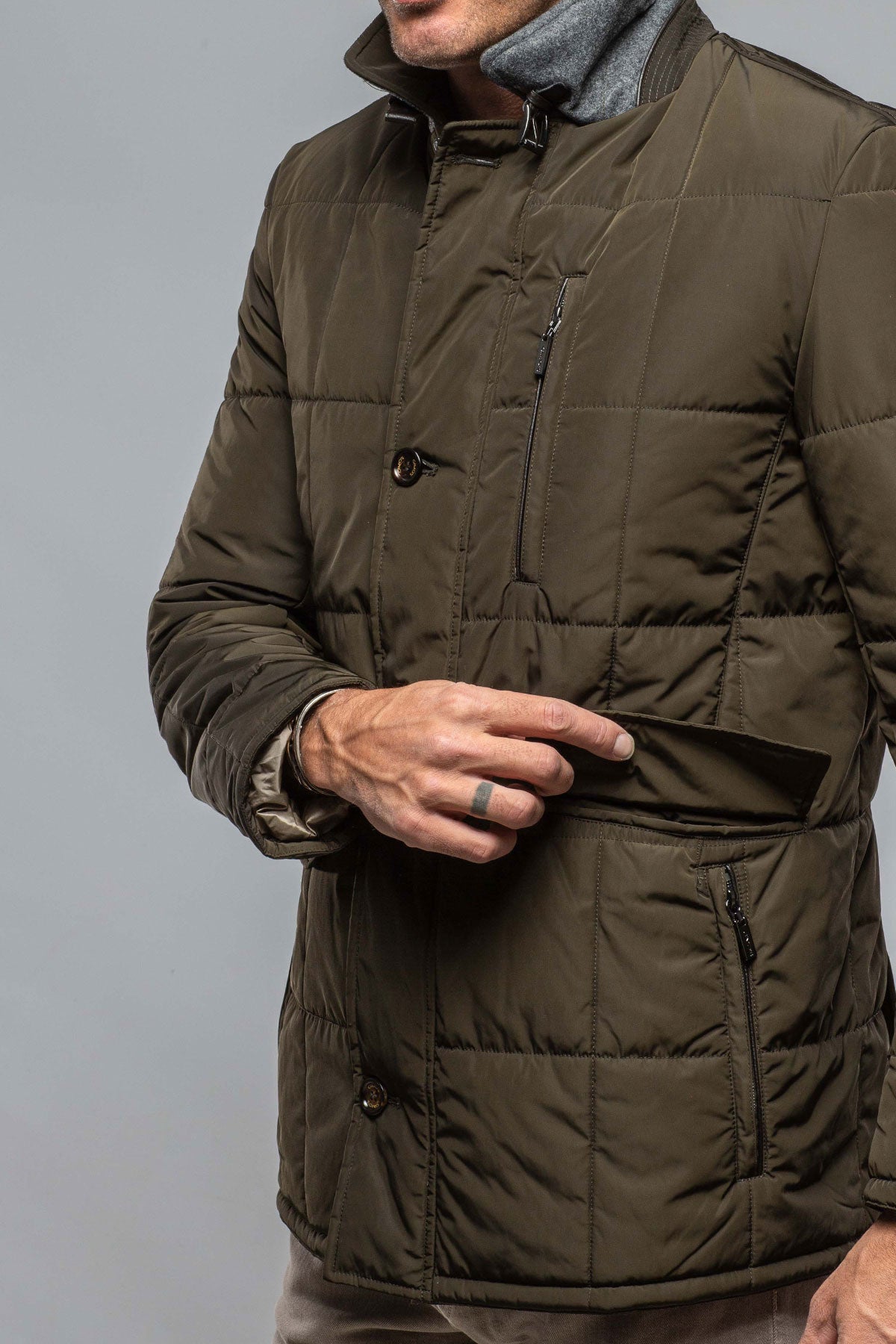 Edison Quilted Jacket In Olive