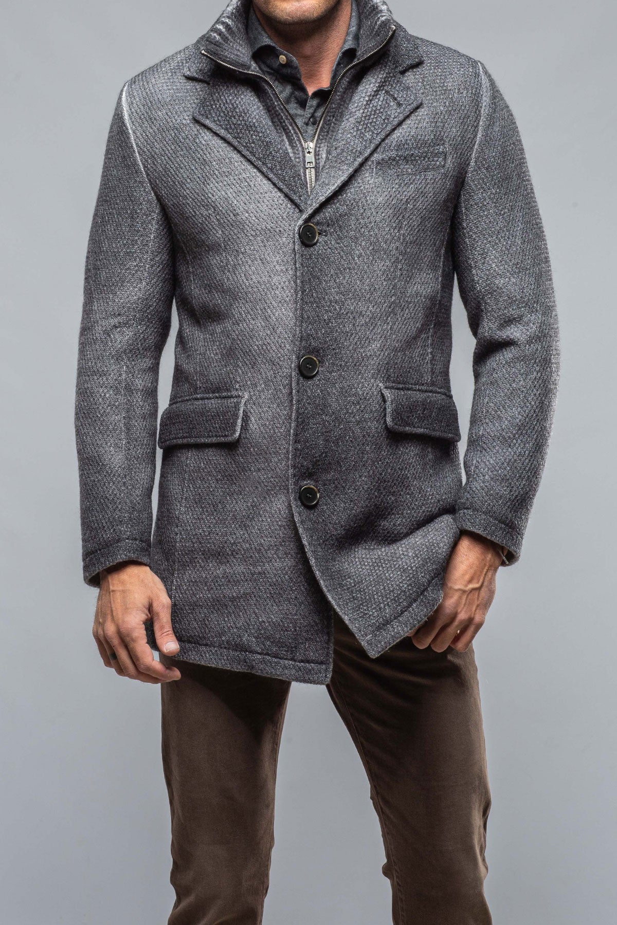 Leon Knitted Jacket In Steel