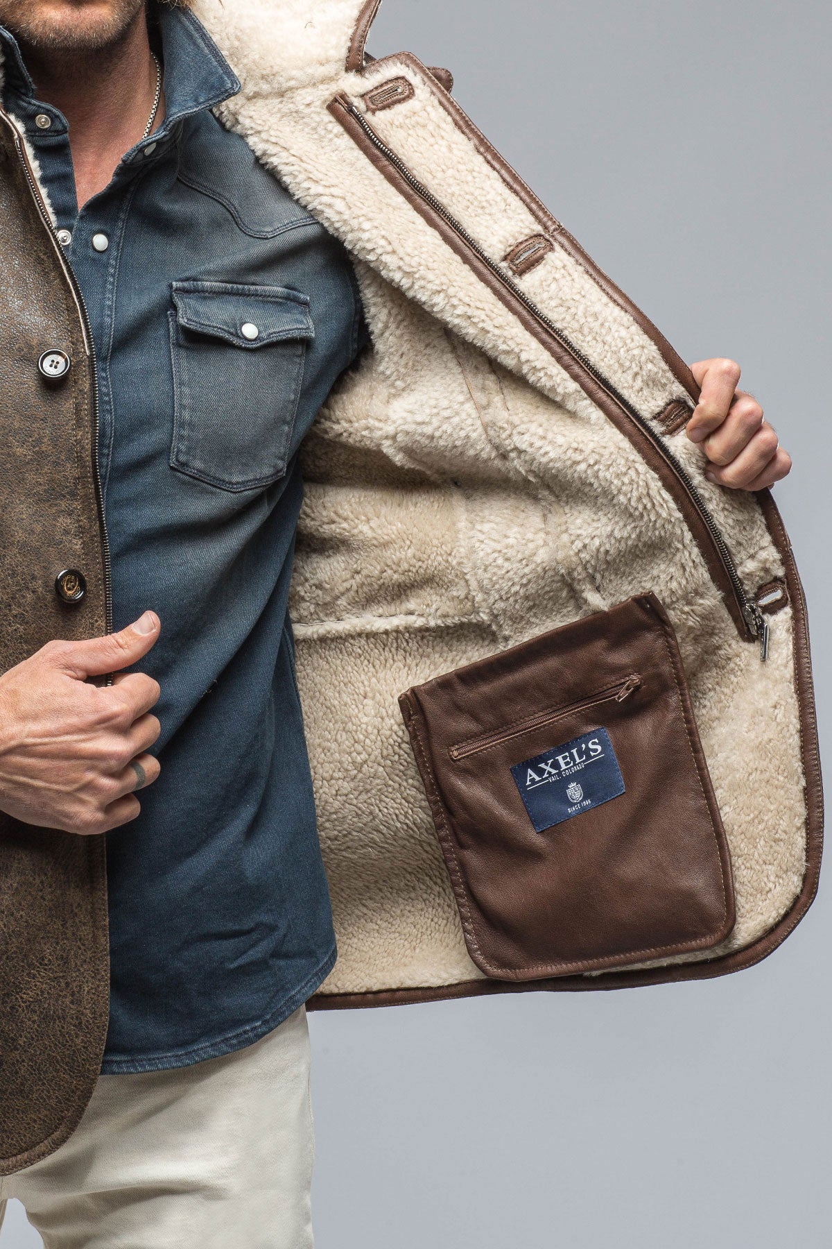 Outlaw Shearling In Distressed Brown