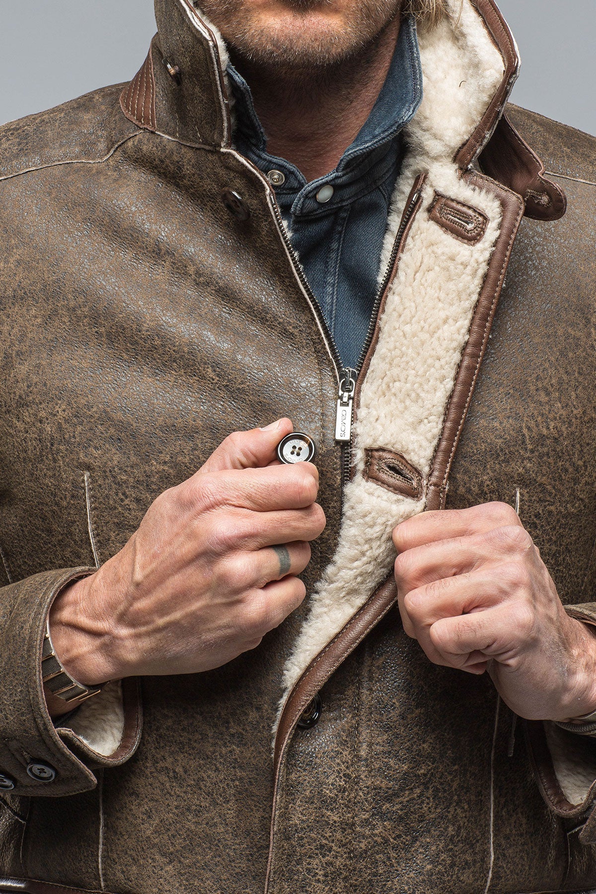 Outlaw Shearling In Distressed Brown