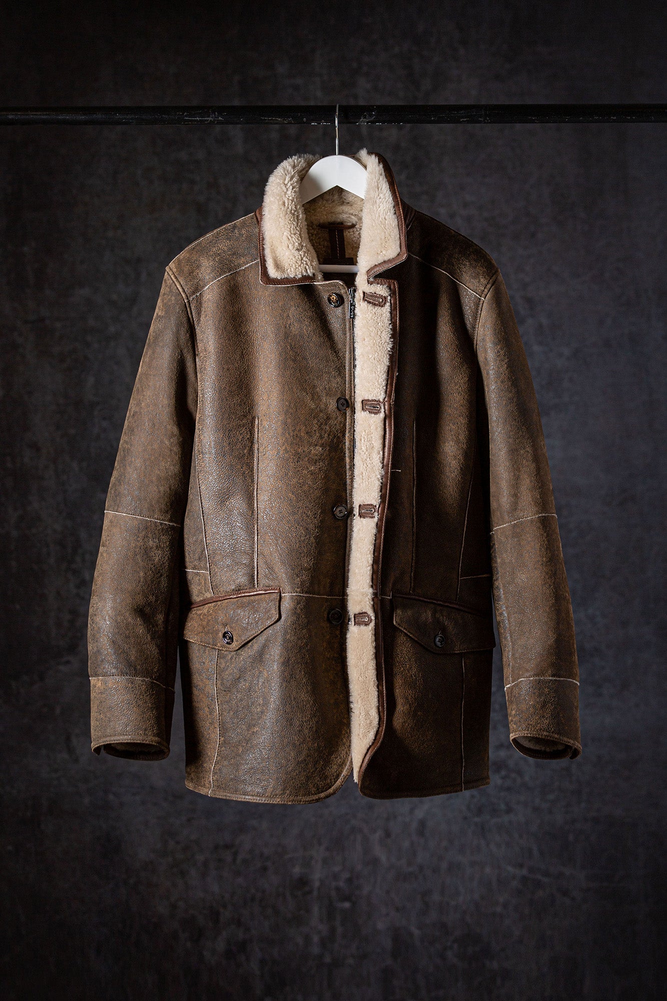 Outlaw Shearling In Distressed Brown