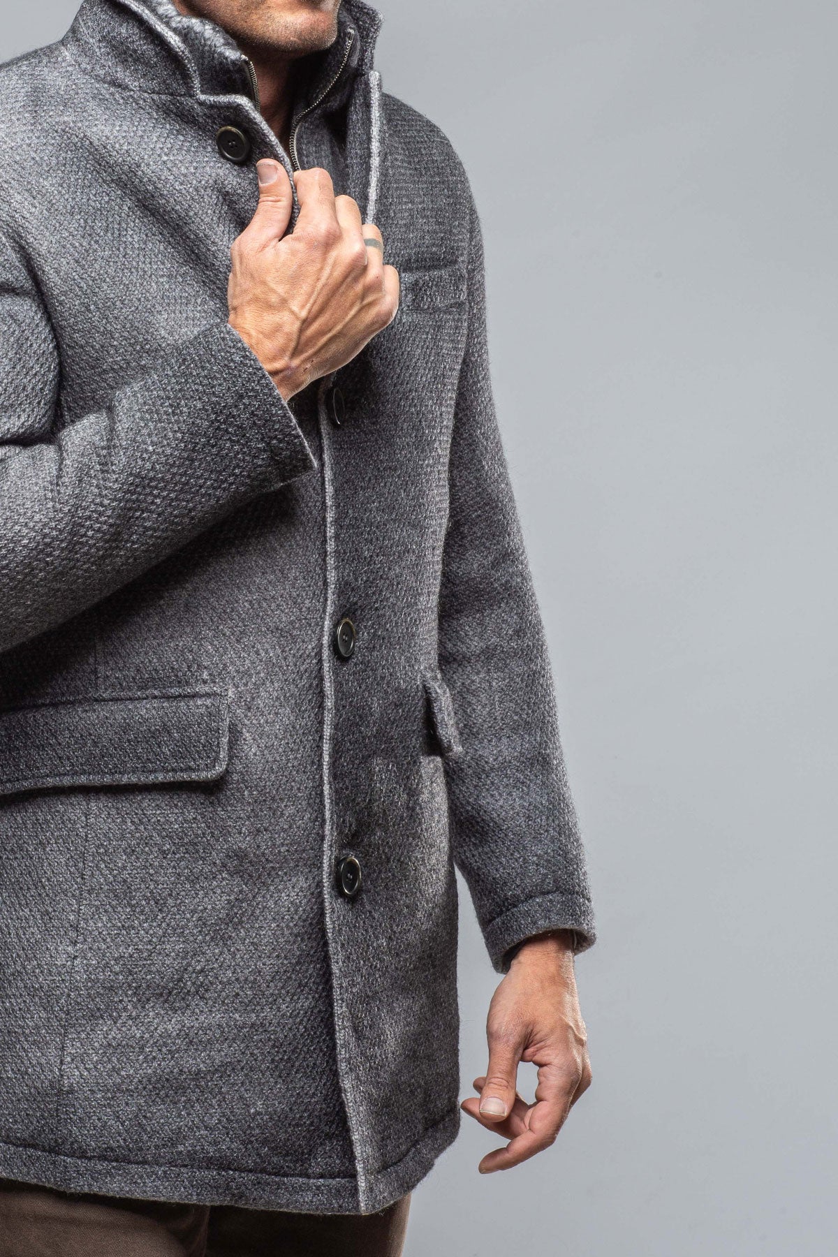 Leon Knitted Jacket In Steel