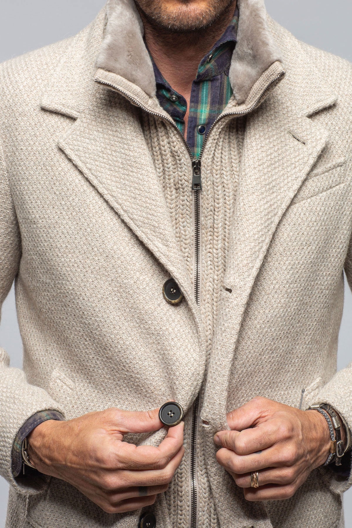 Crispus Knit Jacket in Ice