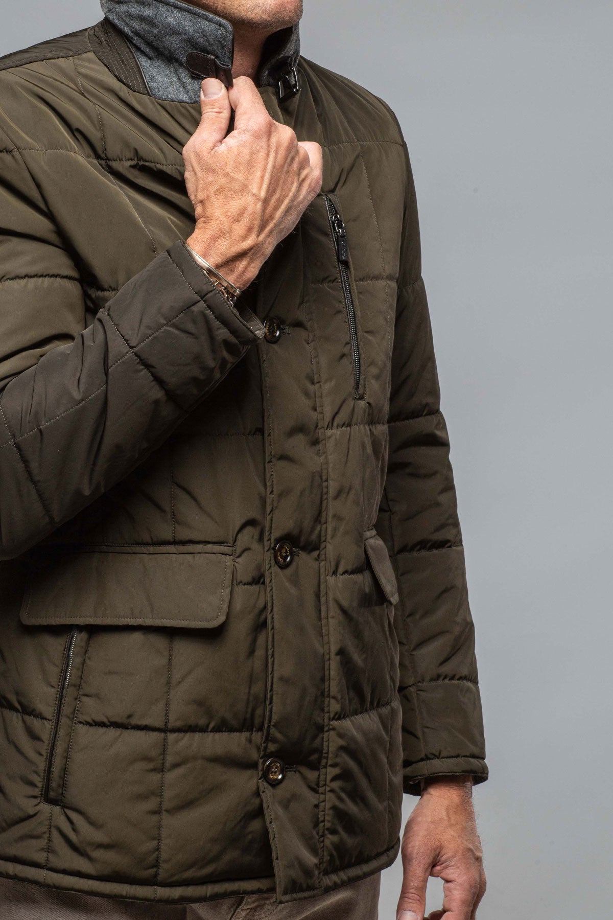 Edison Quilted Jacket In Olive