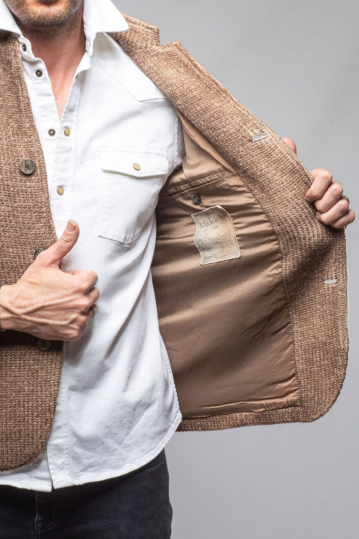 Cardigan Shirt Jacket In Washed Brown