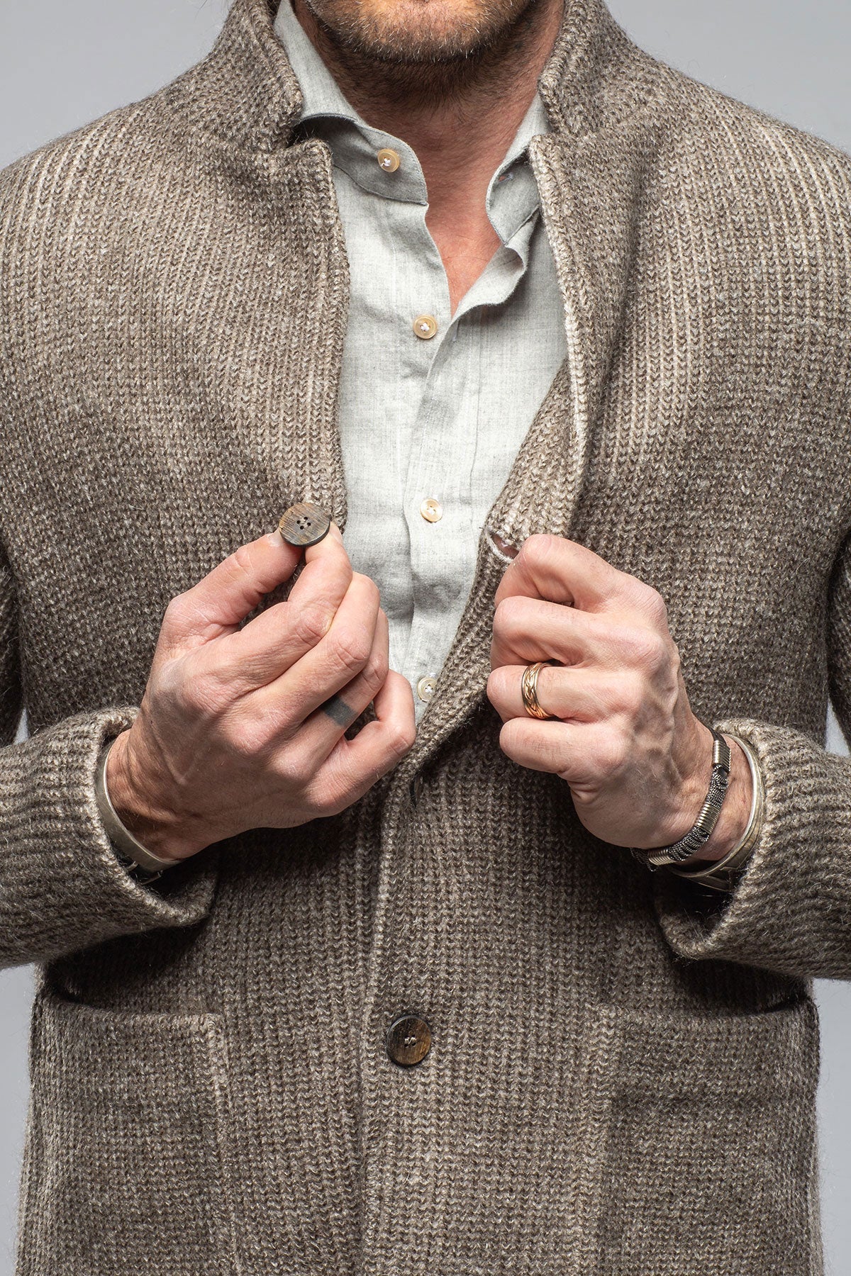 Cardigan Shirt Jacket In Grey
