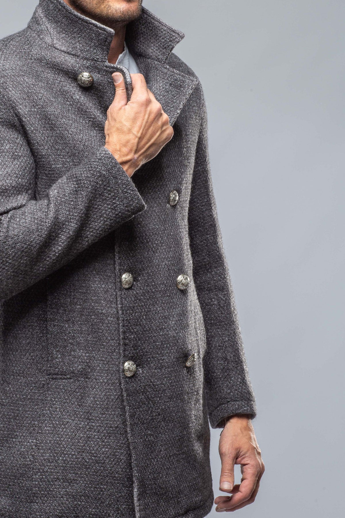 St. Christoff Wool Jacket In Washed Charcoal