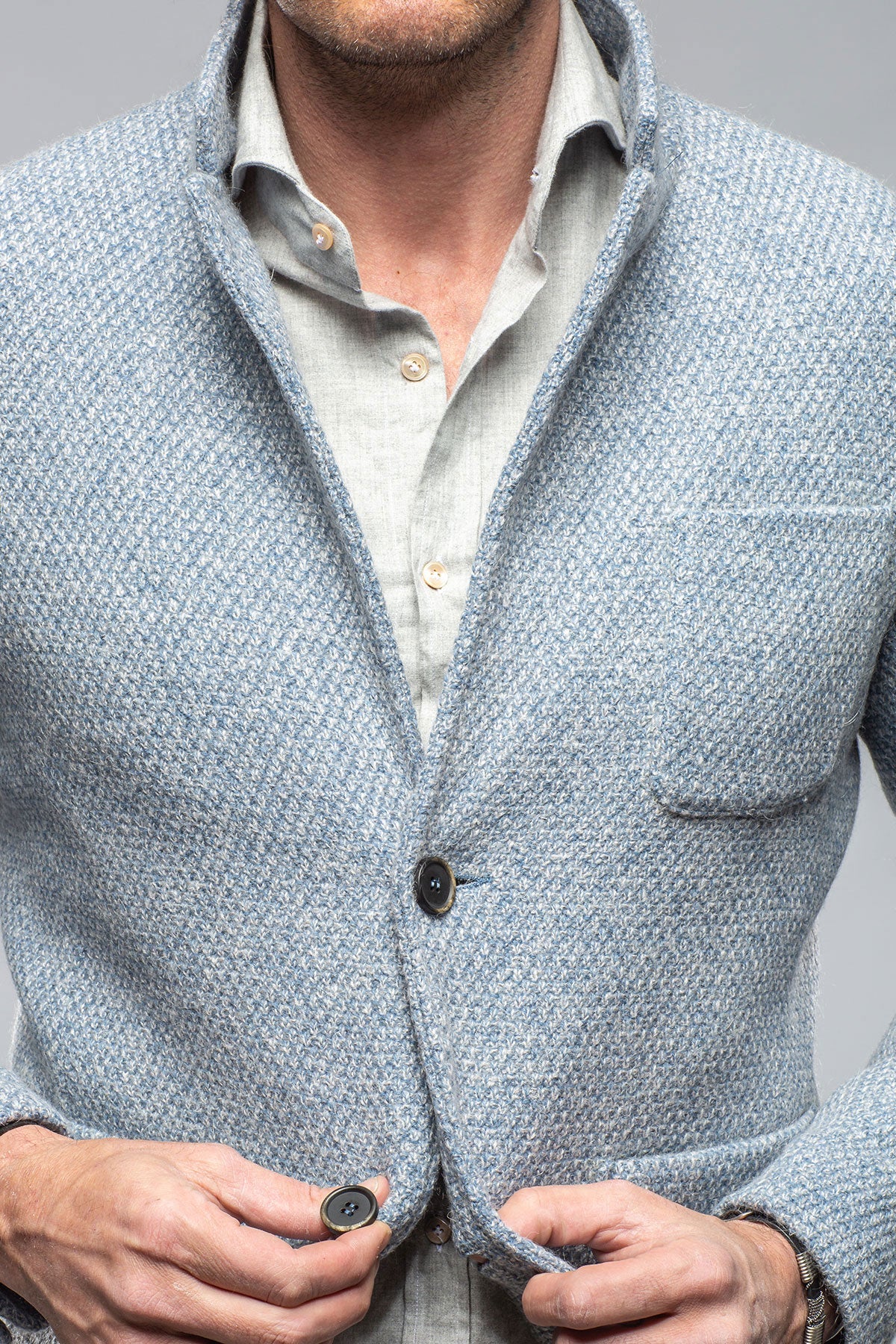Halifax Knit Coat In Light Blue