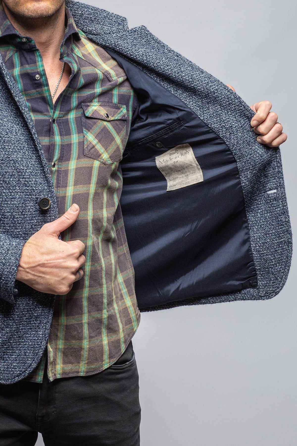 Halifax Knit Coat In Washed Navy