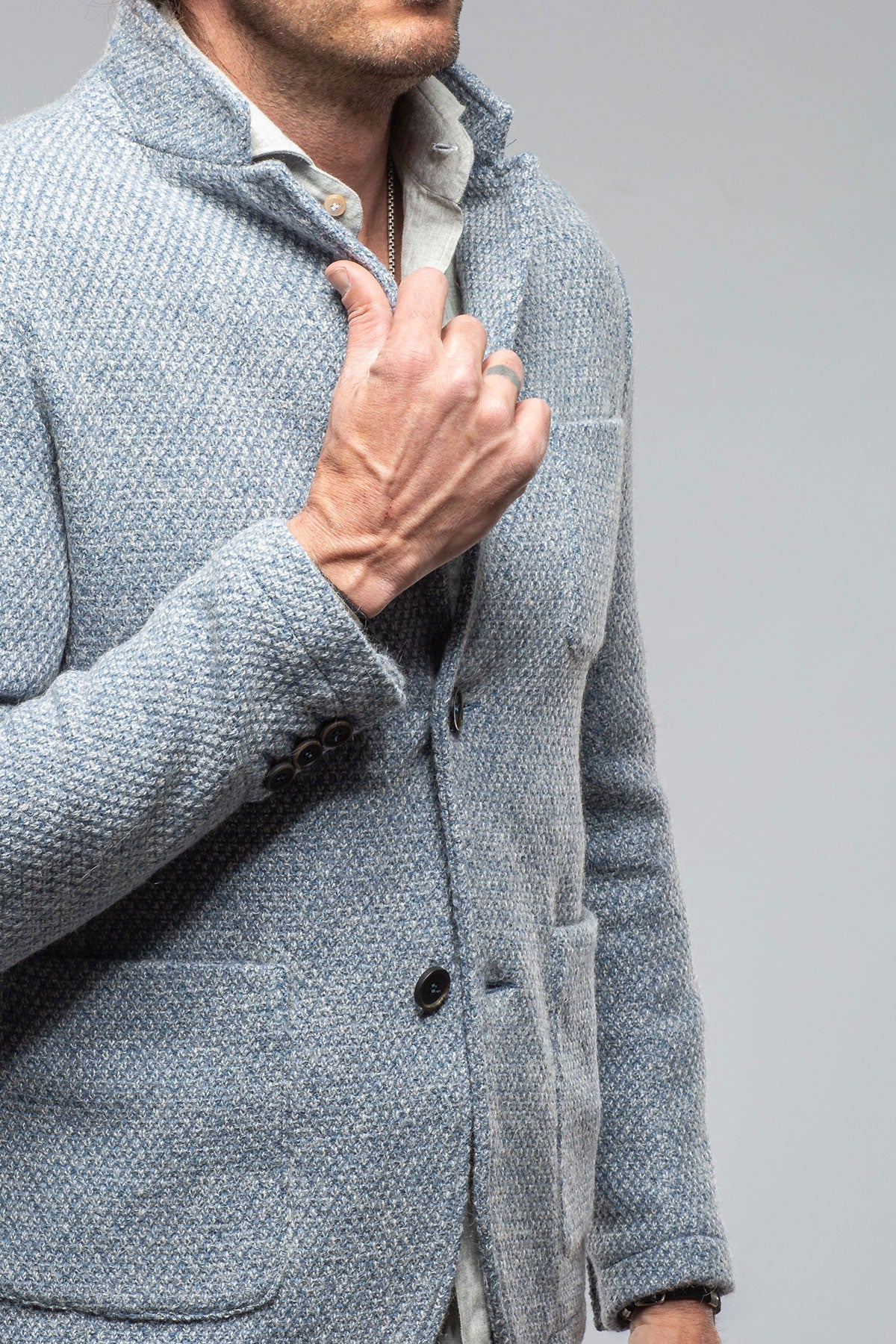 Halifax Knit Coat In Light Blue