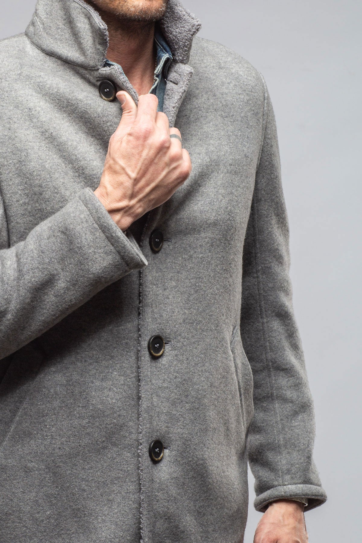 Kane Long Wool Coat In Grey