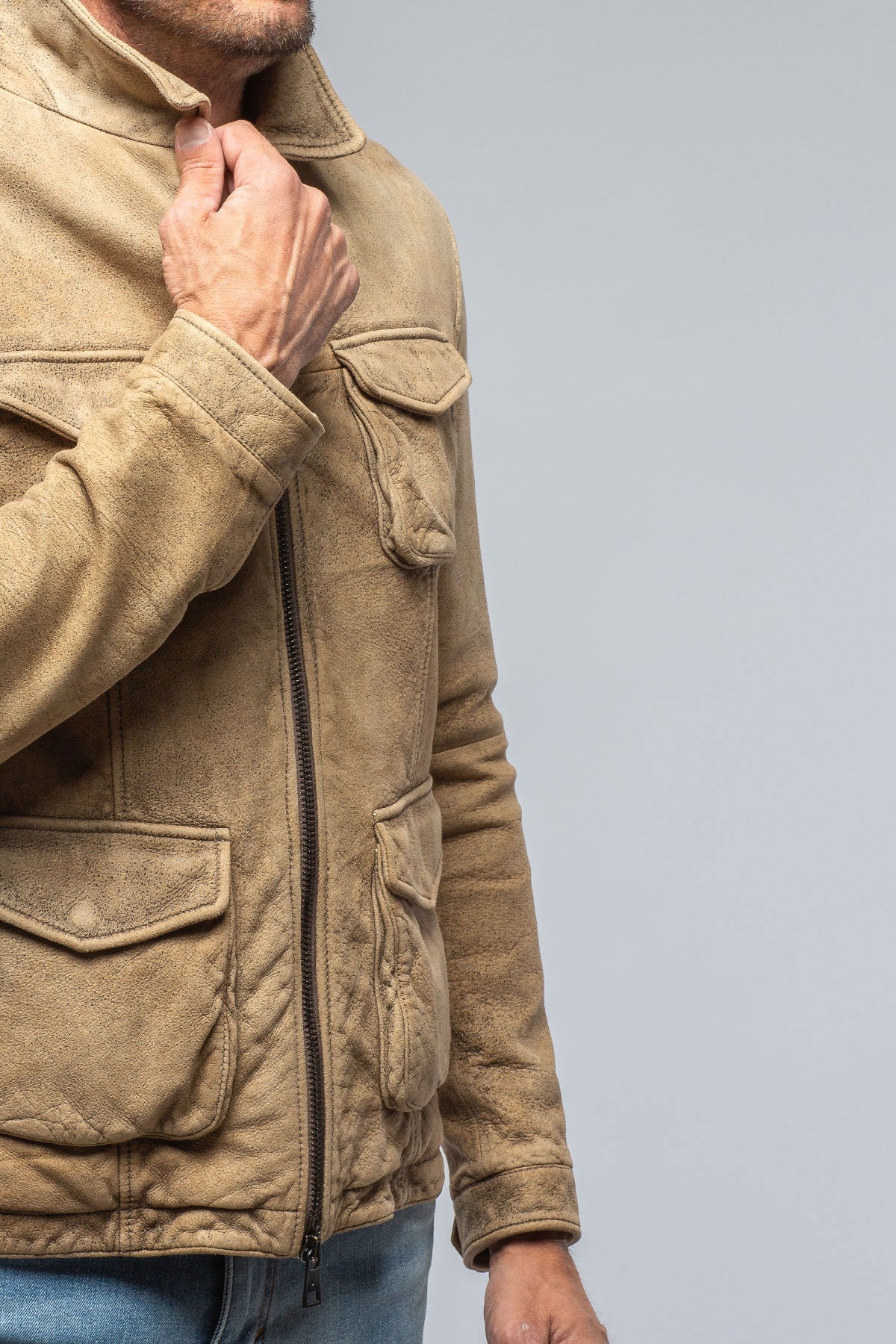 Dino Suede Jacket In Taupe