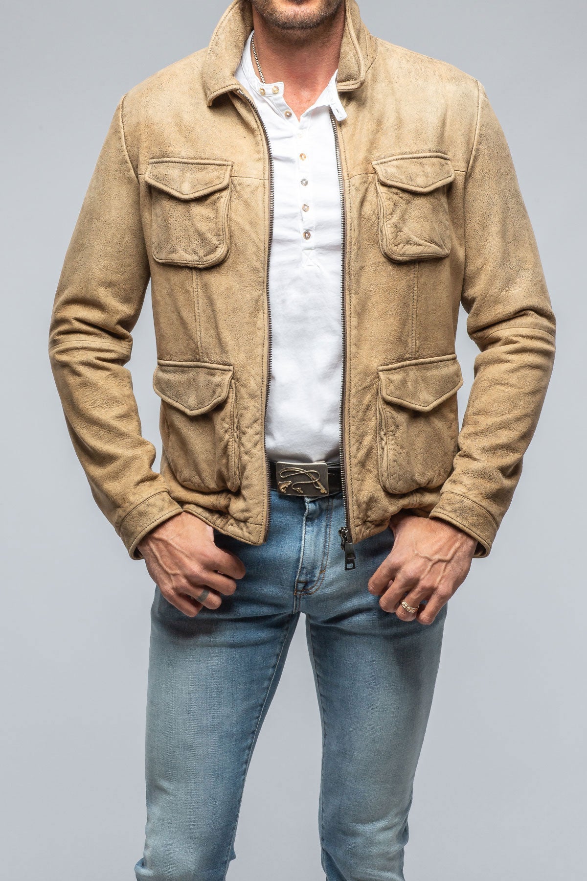 Dino Suede Jacket In Taupe
