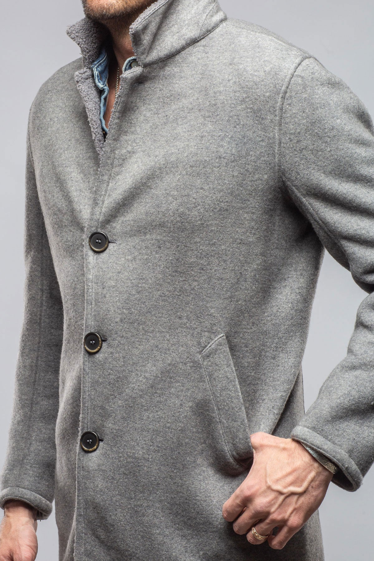 Kane Long Wool Coat In Grey