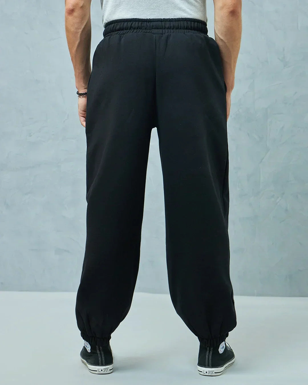 Men's Black Super Loose Fit Brushed Joggers