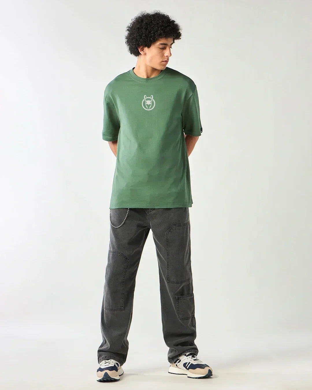 Men's Green Loki Graphic Printed Oversized T-shirt