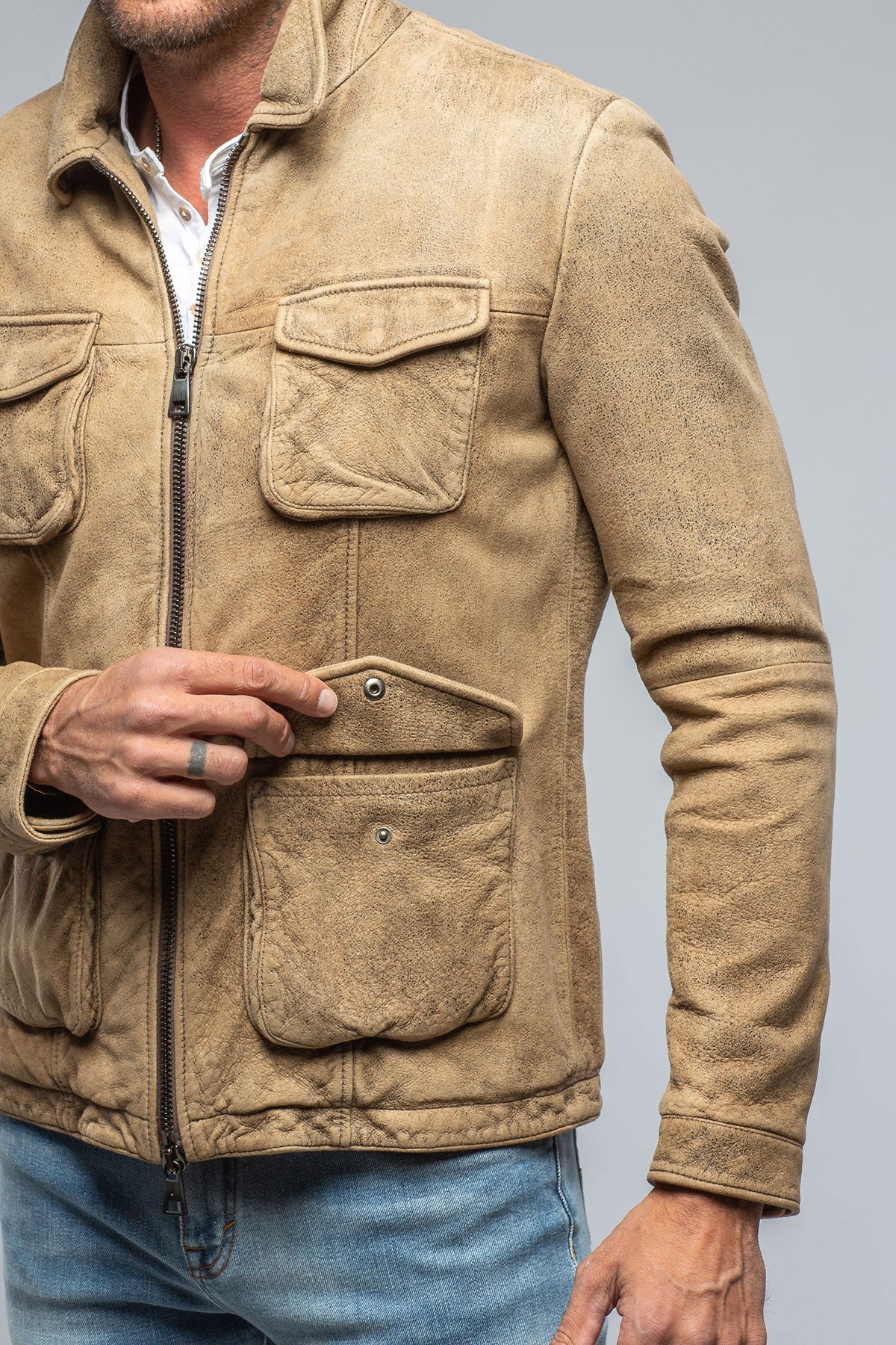 Dino Suede Jacket In Taupe