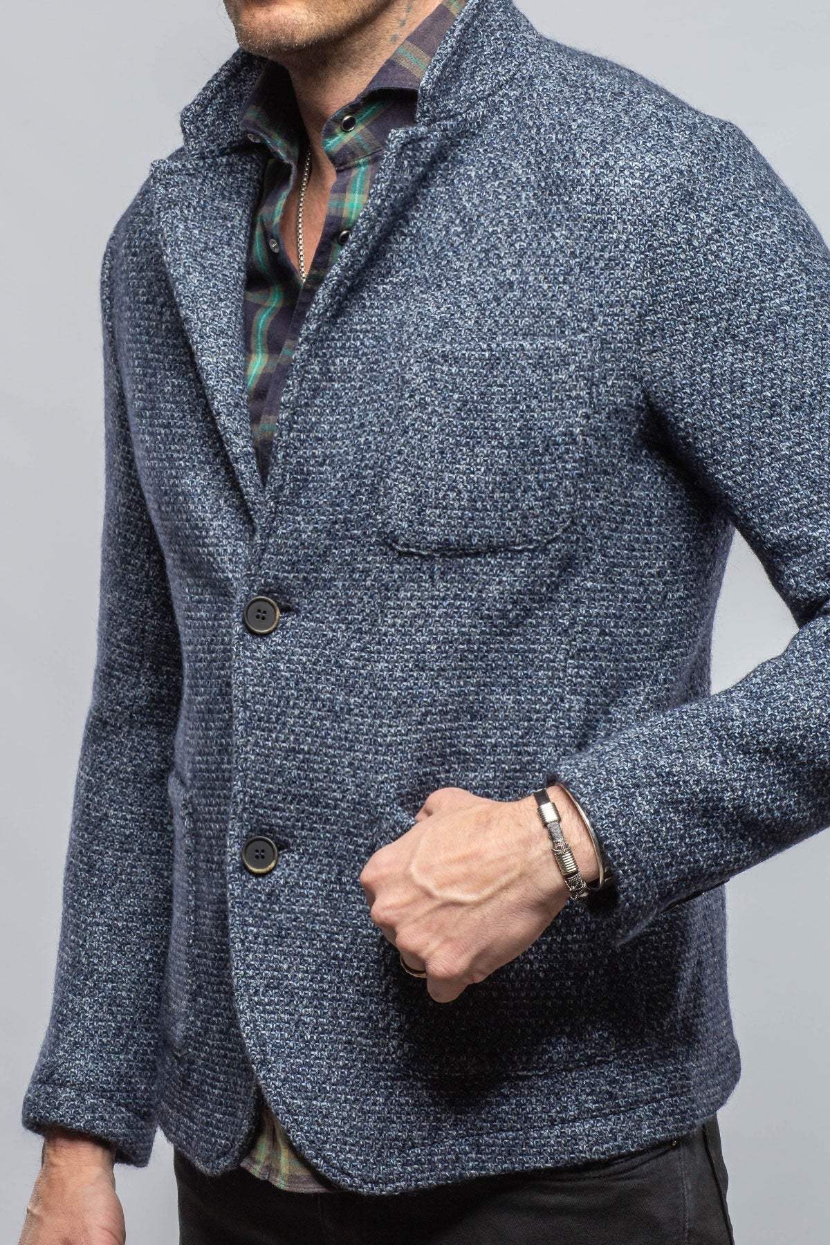 Halifax Knit Coat In Washed Navy