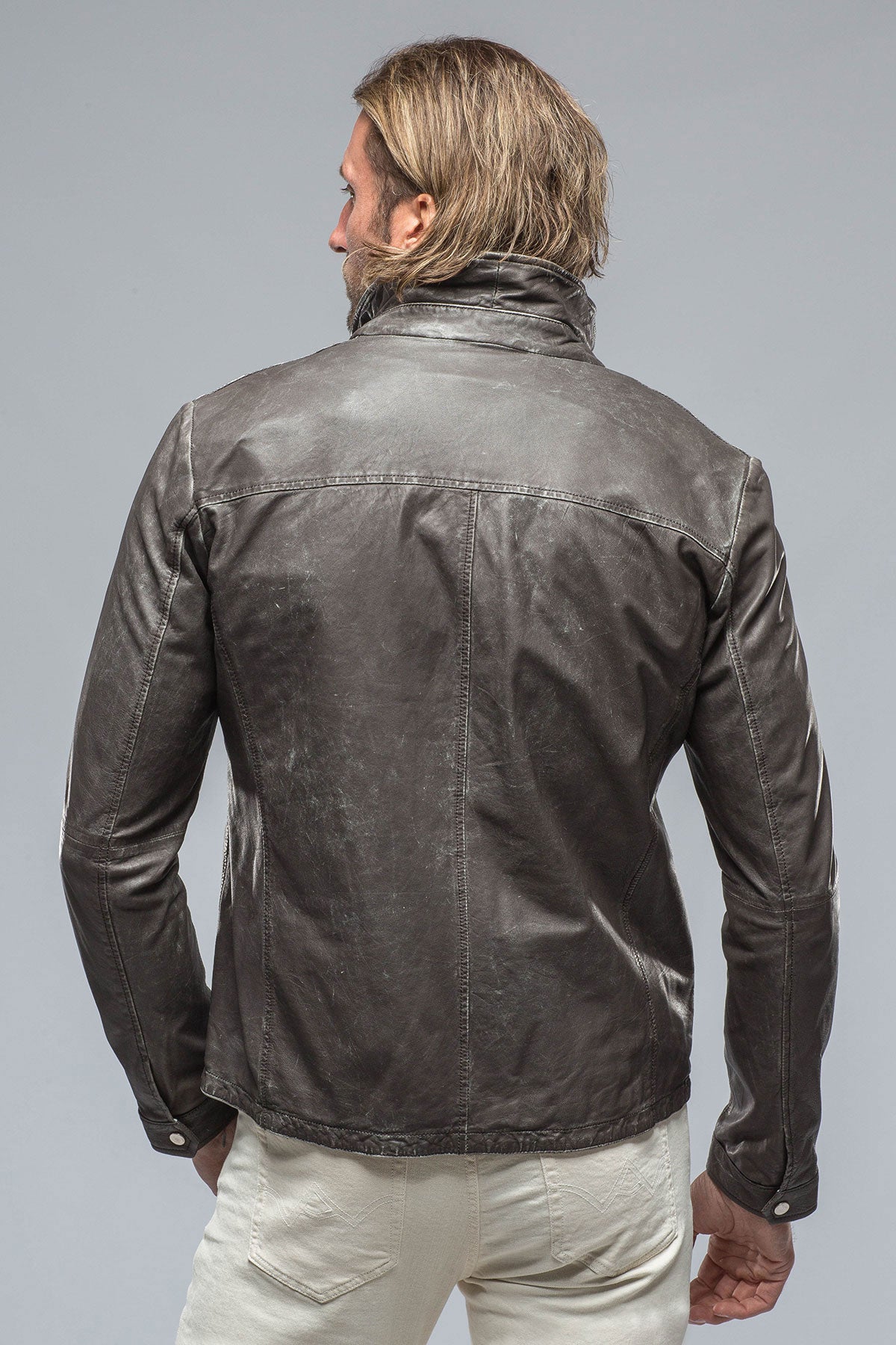 Dino Leather Jacket In Charcoal