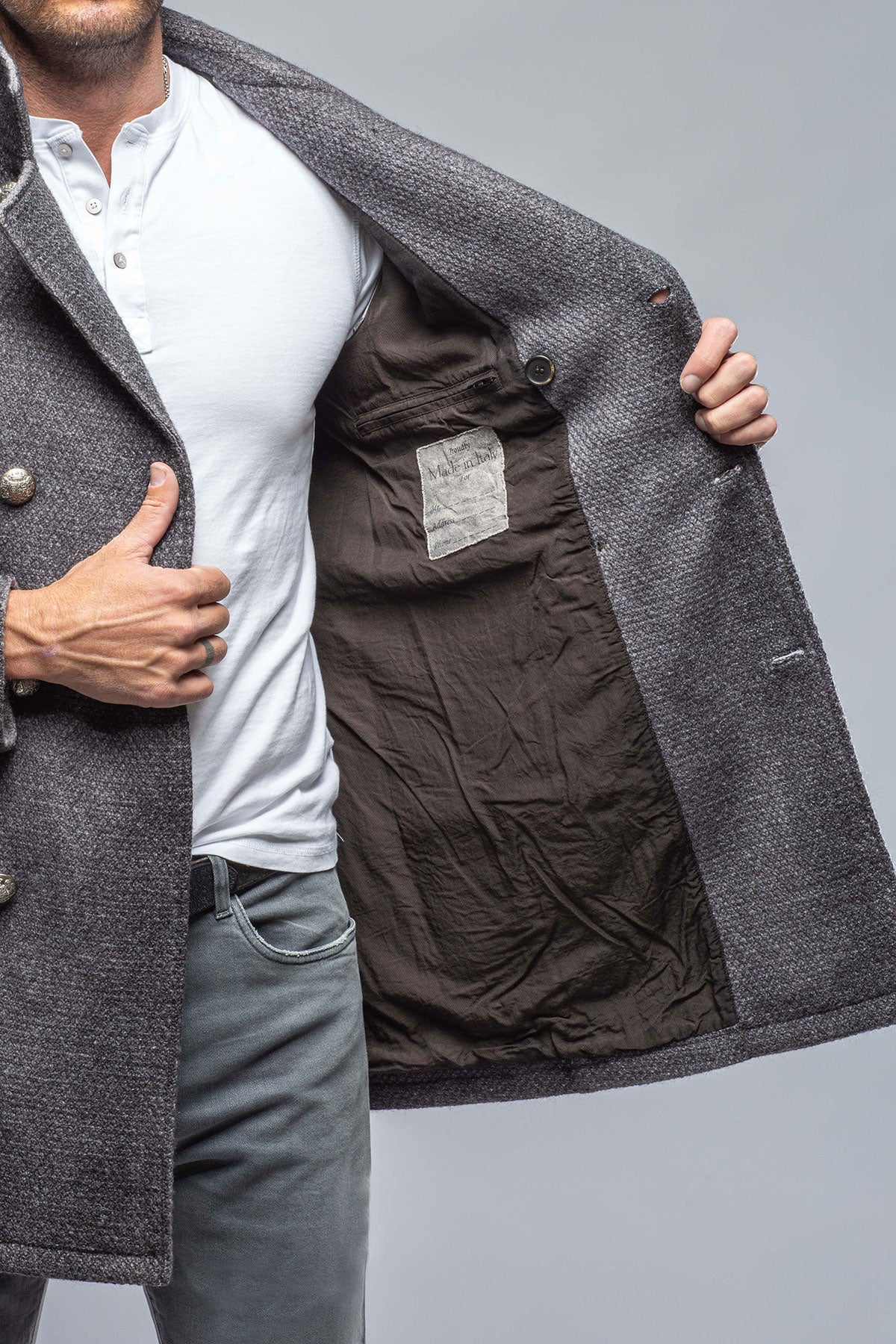 St. Christoff Wool Jacket In Washed Charcoal