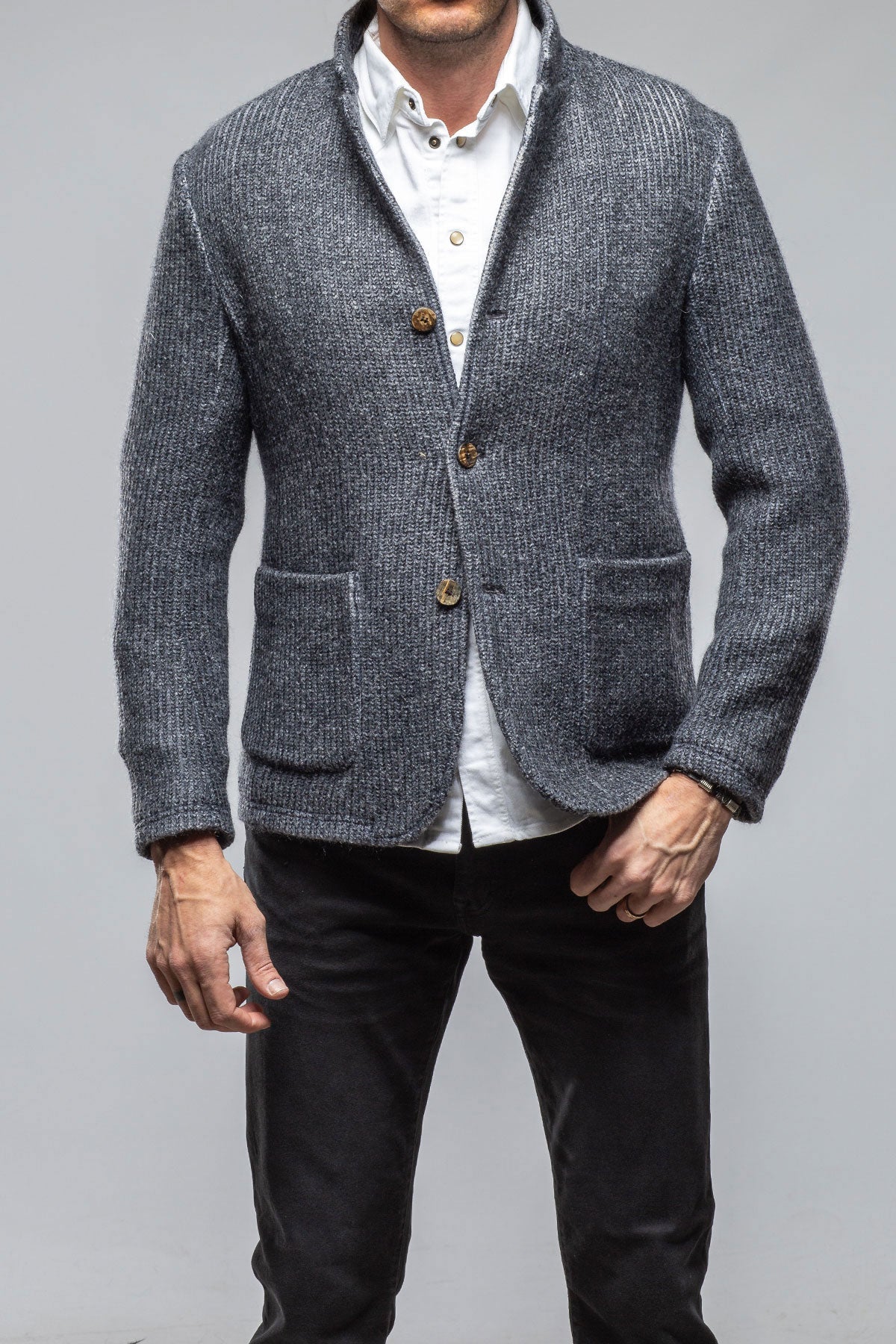 Cardigan Shirt Jacket In Navy