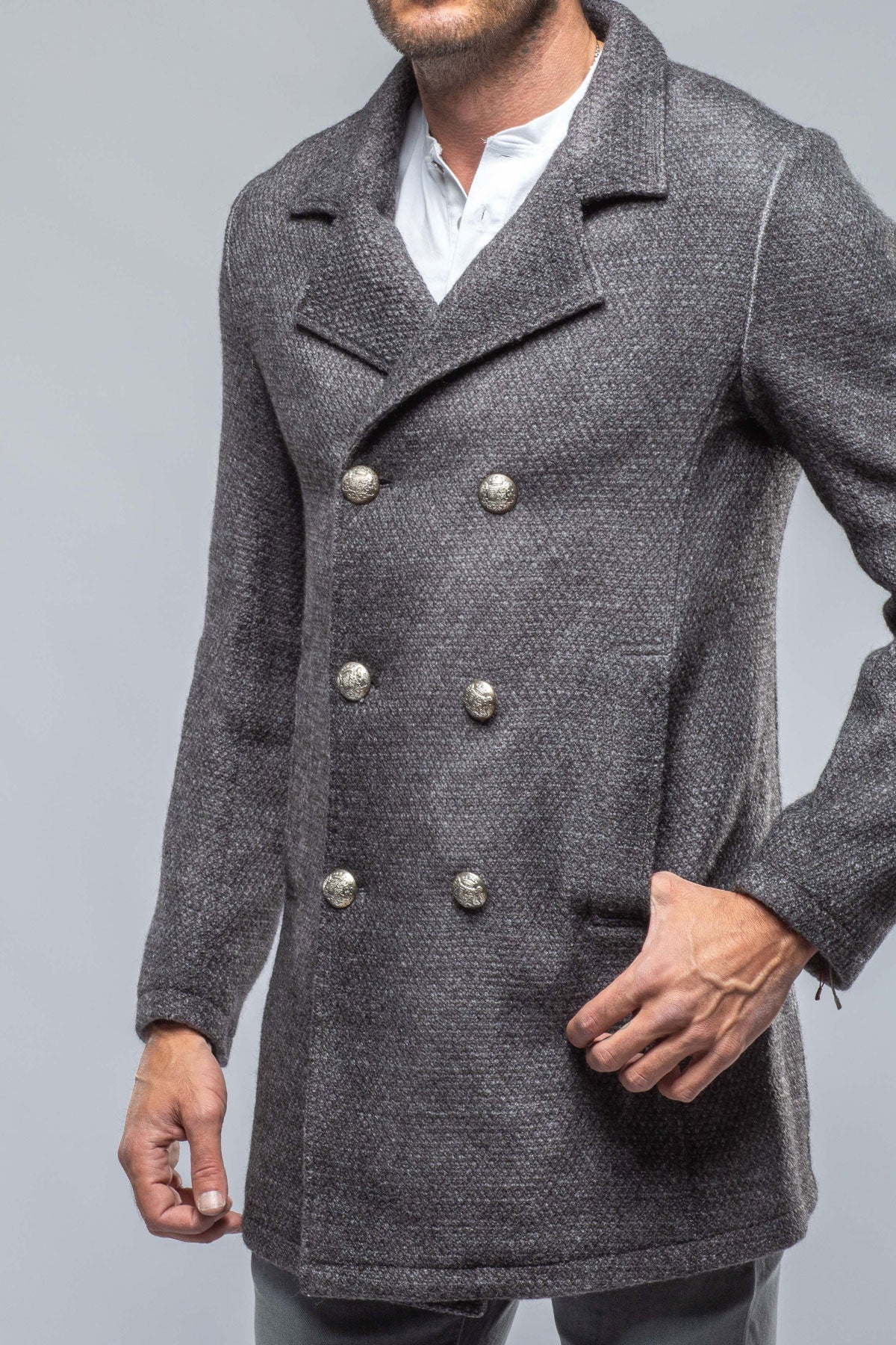 St. Christoff Wool Jacket In Washed Charcoal