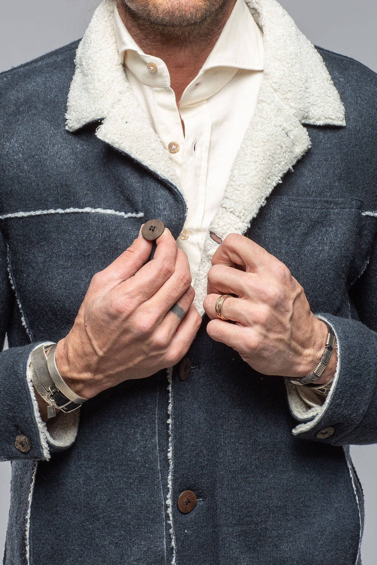 Kalispell Sherpa Shirt Jacket In Navy