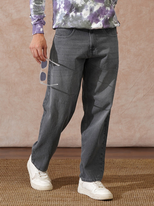 Heavy Fade Loose Fit Jeans | Light Grey