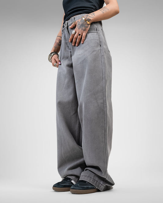 Ash Grey Baggy Denim Jeans
