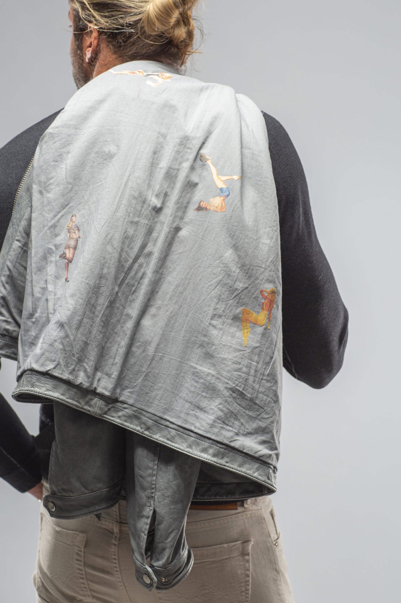 Welgos Leather Jacket In Grey