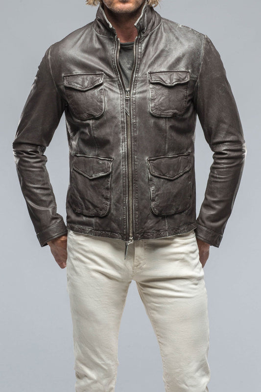 Dino Leather Jacket In Charcoal
