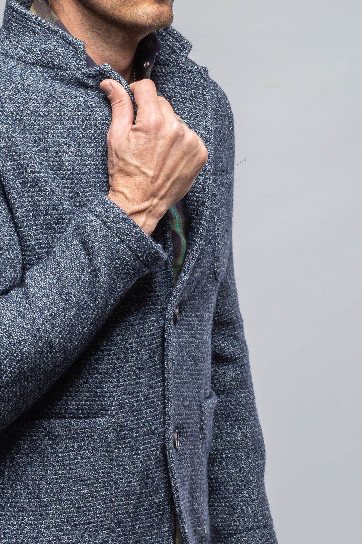 Halifax Knit Coat In Washed Navy