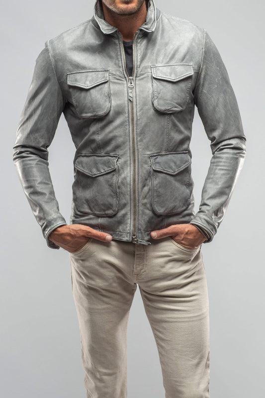 Welgos Leather Jacket In Grey
